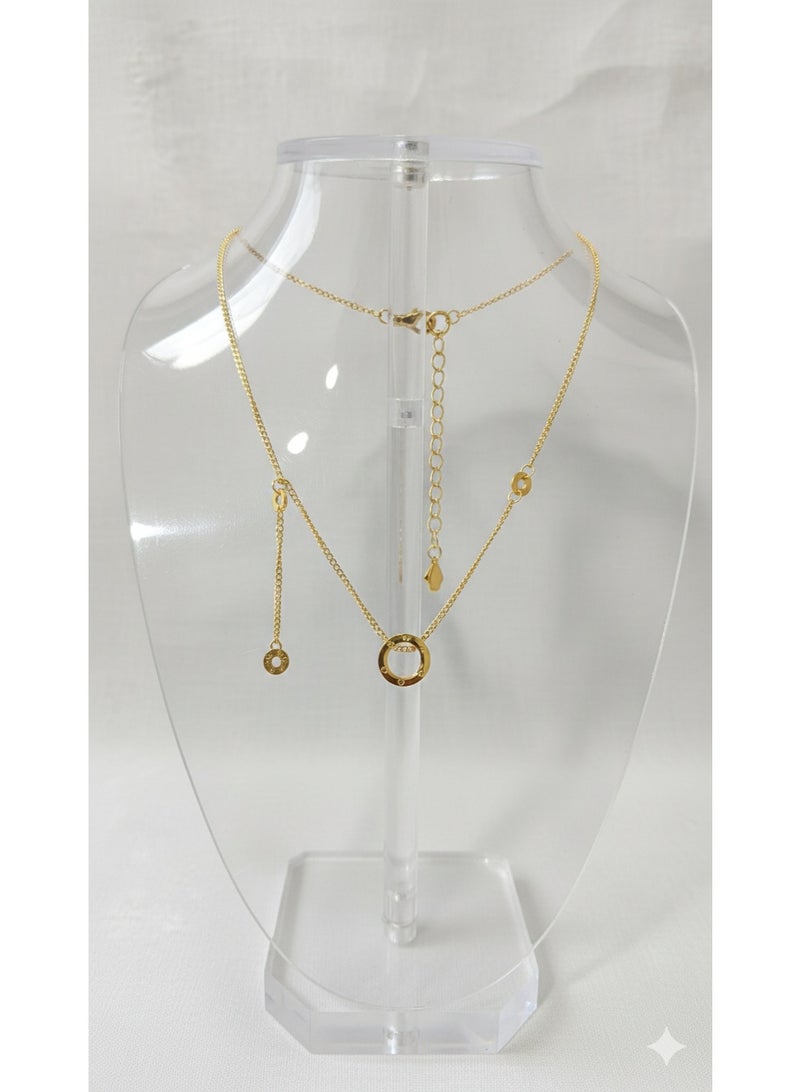 ورد سنسال ذهبي أنيق من الستانلس ستيل المقاوم للصدأ بتصميم دلاية دائرية مزدوجة. - Image 2